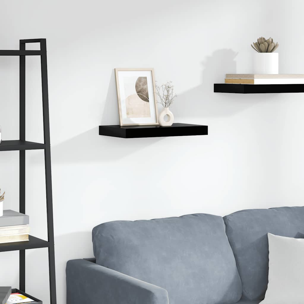 vidaXL Schweberegal Hochglanz-Schwarz 40x23,5x3,8 cm MDF
