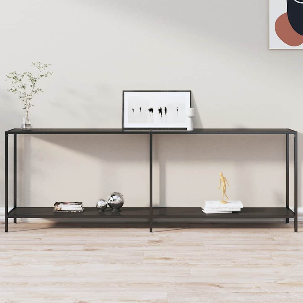 vidaXL Konsolentisch Schwarz 220x35x75,5 cm Hartglas