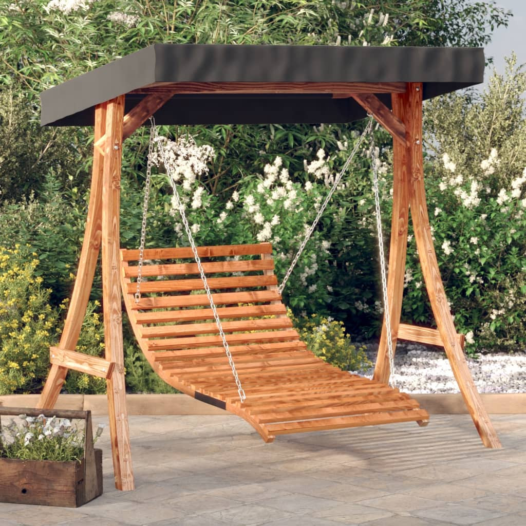 vidaXL Hollywoodschaukel mit Dach Massivholz Fichte mit Teak-Finish