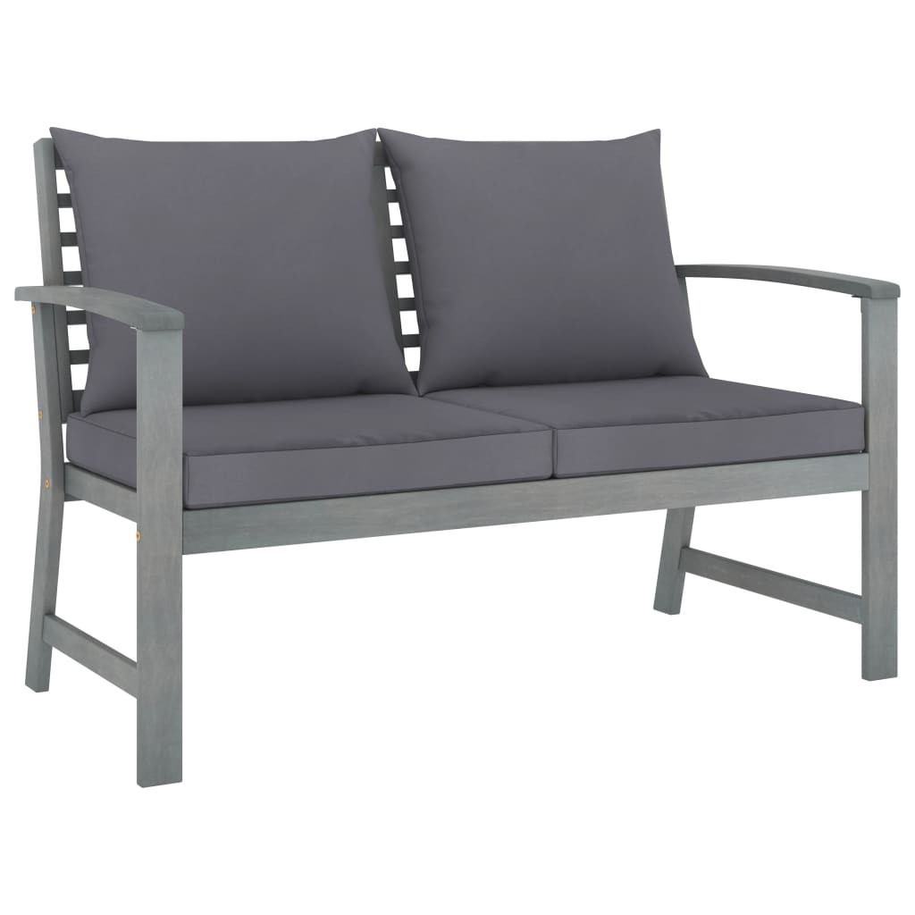vidaXL Gartenbank 120 cm mit Dunkelgrauen Kissen Massivholz Akazie