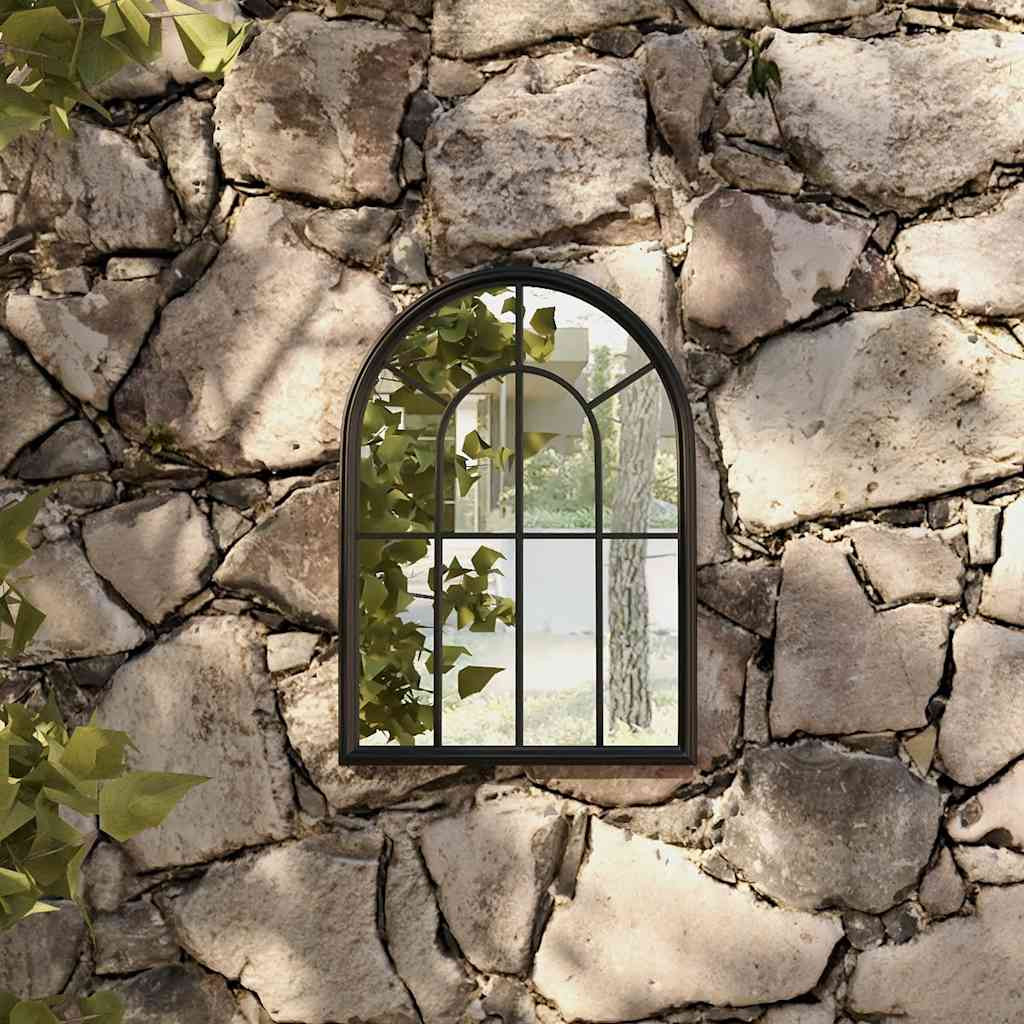 vidaXL Gartenspiegel Schwarz 60x45 cm Eisen