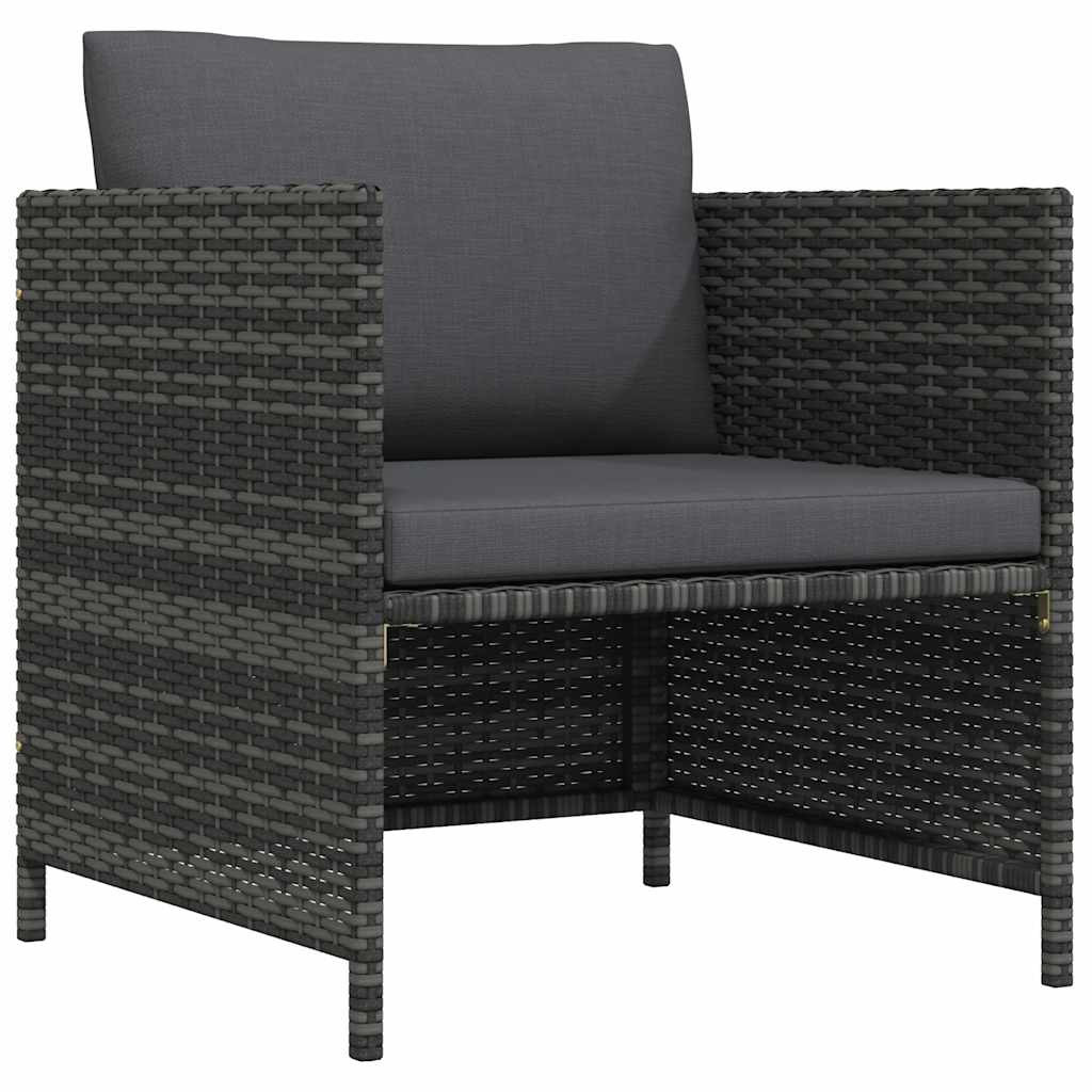 vidaXL Gartensofa mit Kissen Grau Poly Rattan