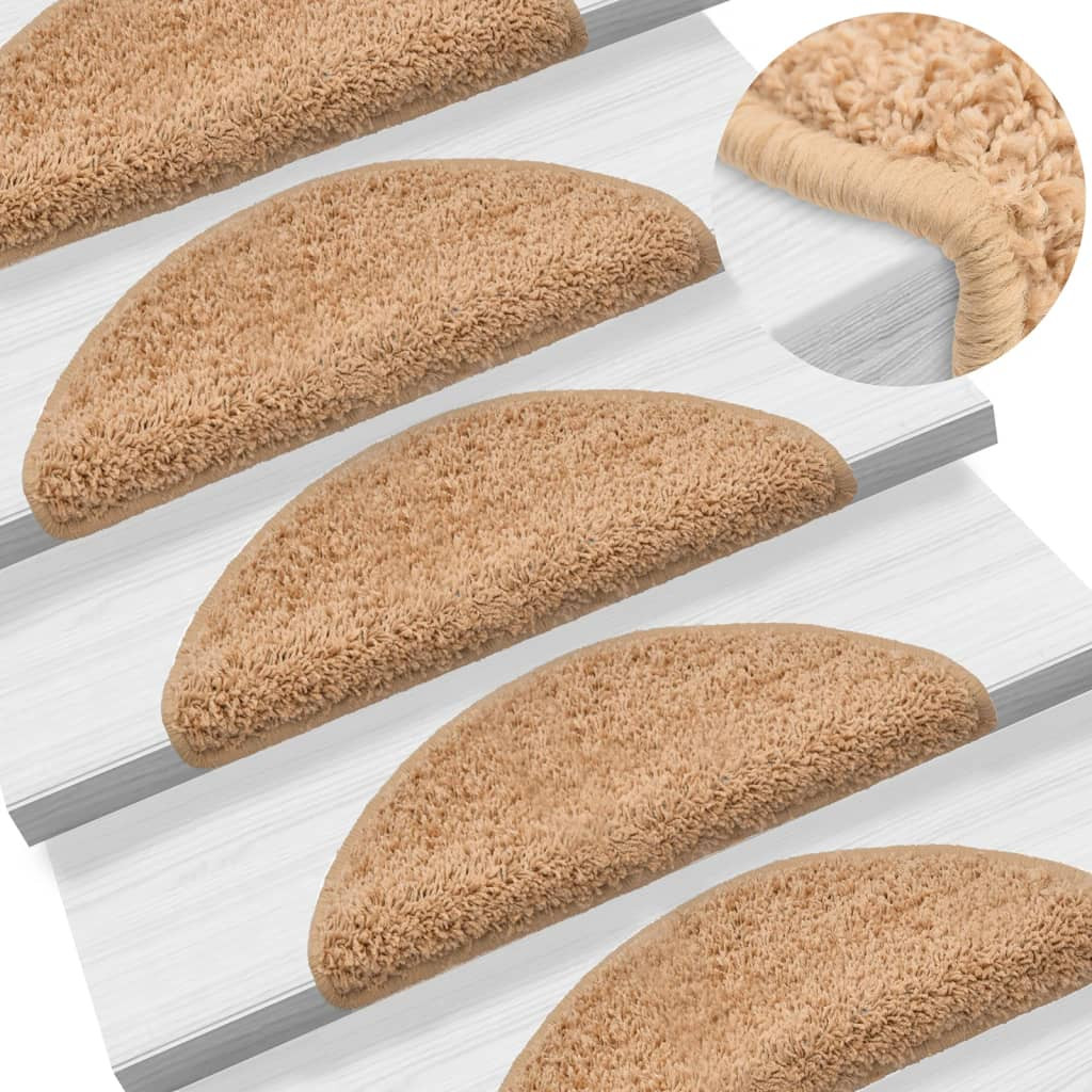 vidaXL Stufenmatten 10 Stk. 56x17x3 cm Beige Halbrund
