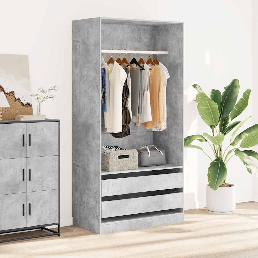 vidaXL Kleiderschrank Betongrau 100x50x200 cm Holzwerkstoff