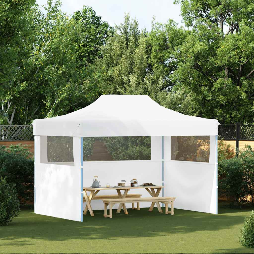 vidaXL Profi-Partyzelt Faltbar mit 3 Seitenwänden 280x410x315 cm Stahl Weiß