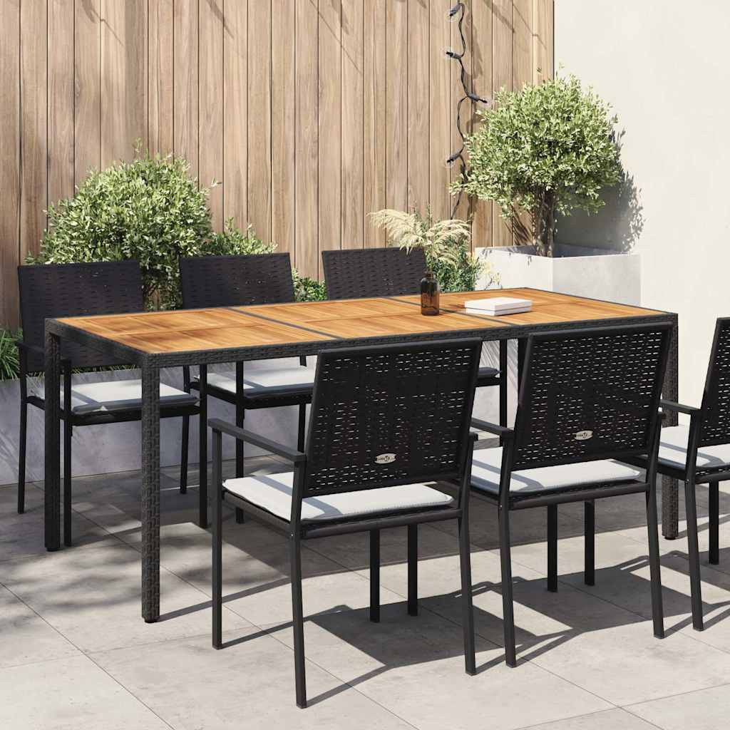 vidaXL Gartentisch 190x90x75 cm Poly Rattan und Akazienholz Schwarz
