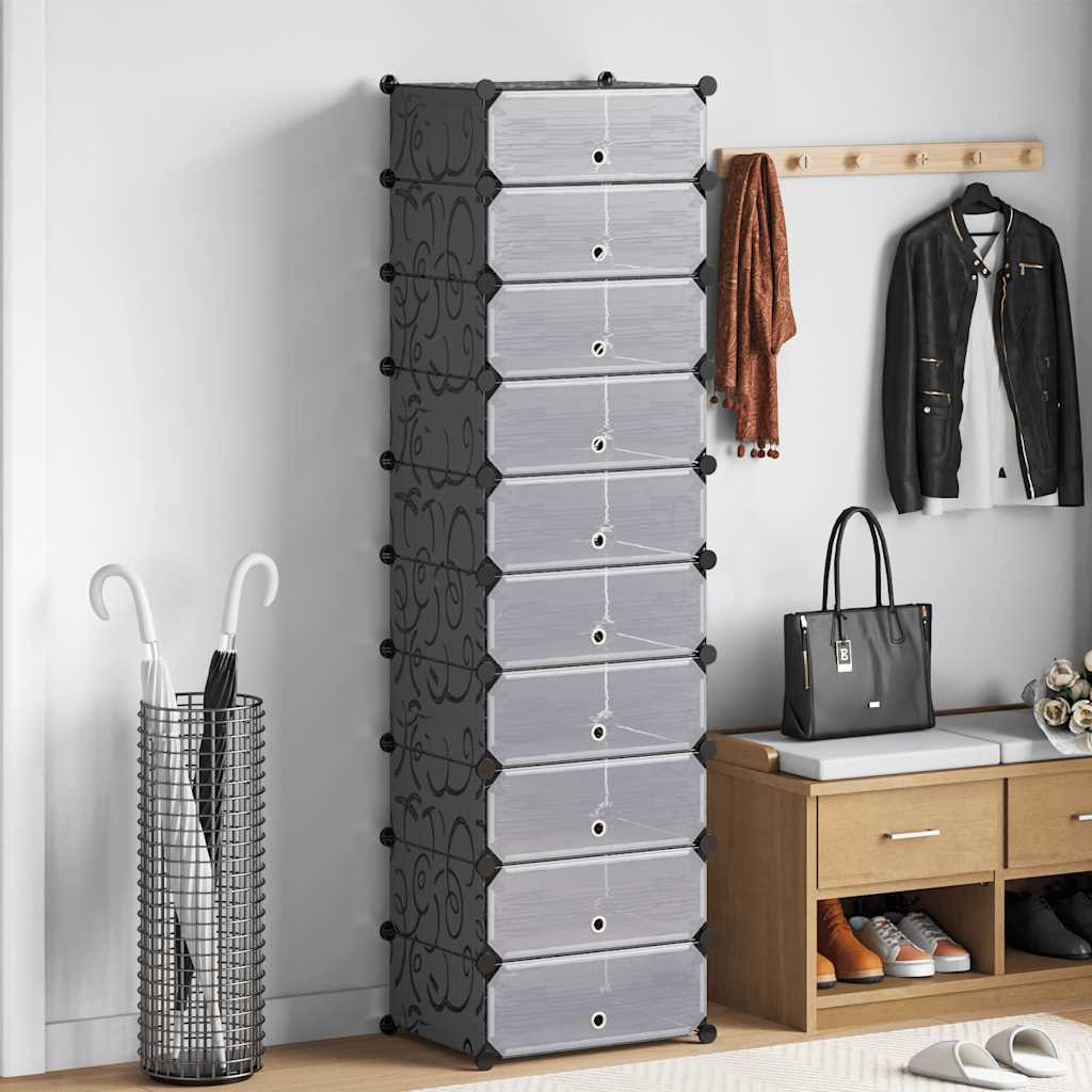 vidaXL Schuh-Organizer Zusammenklappbar mit 10 Fächern Schwarz