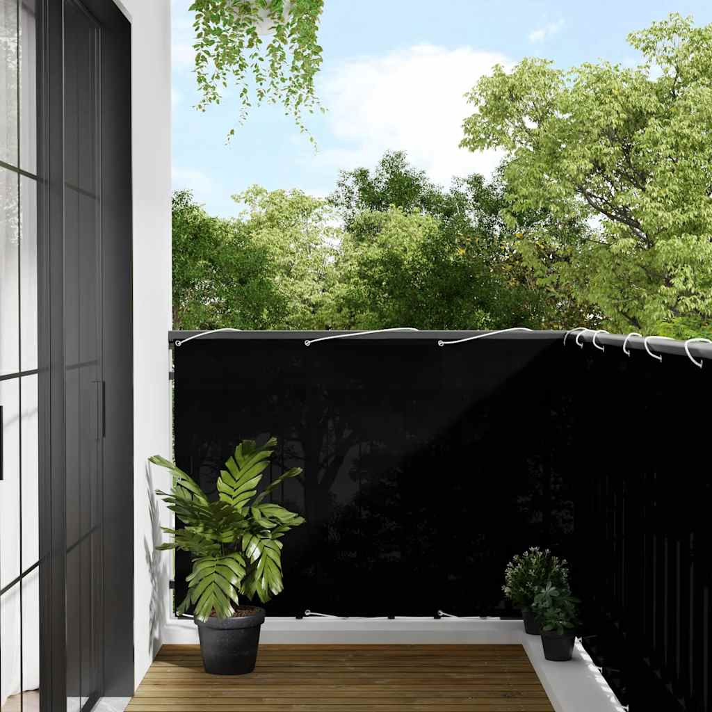 vidaXL Balkon-Sichtschutz Schwarz 120x700 cm 100 % Polyester-Oxford
