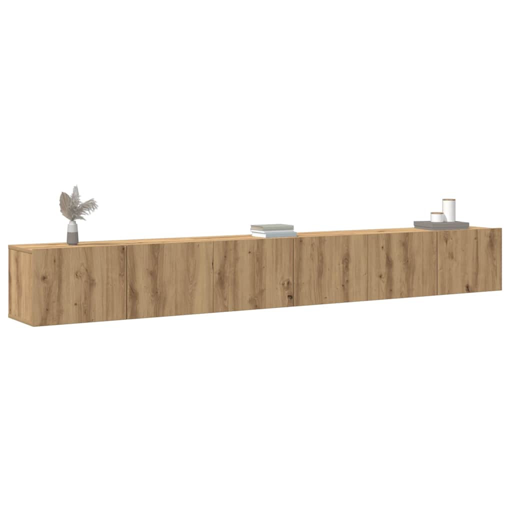 vidaXL 3-tlg. TV-Schrank-Set Wandmontage Artisan-Eiche Holzwerkstoff