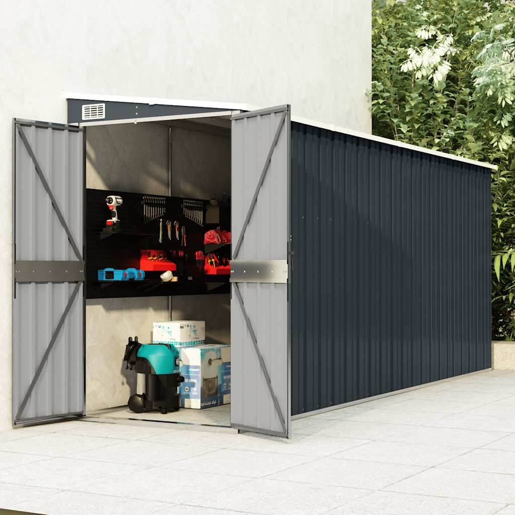 vidaXL Anbauschuppen Anthrazit 118x382x178 cm Verzinkter Stahl