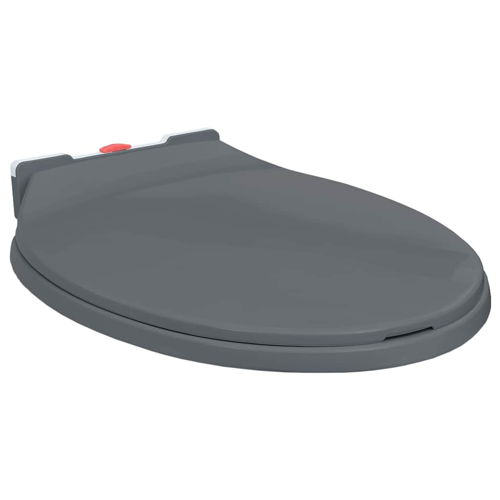 vidaXL Toilettensitz mit Absenkautomatik Quick-Release Grau Oval