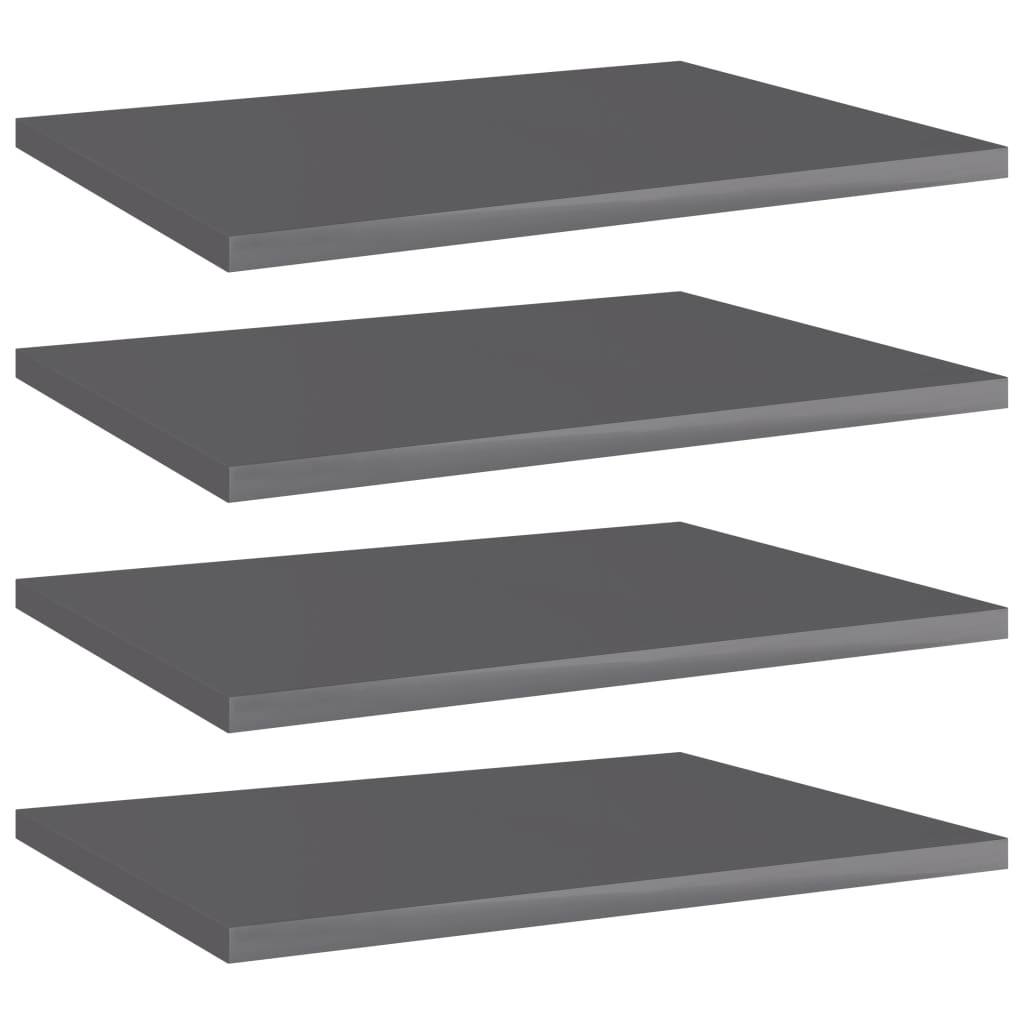 vidaXL Bücherregal-Bretter 4 Stk. Hochglanz-Grau 40x30x1,5 cm