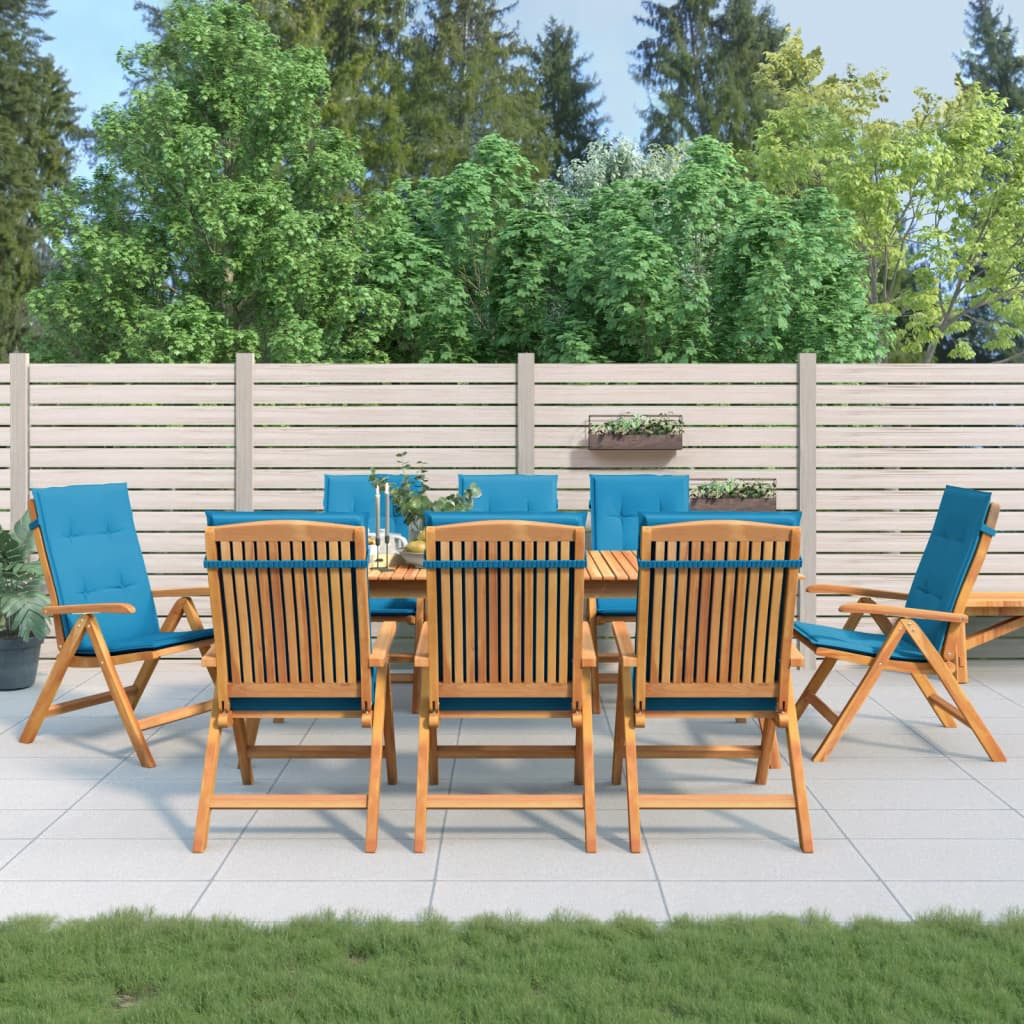 vidaXL Gartenstühle mit Auflagen 8 Stk. Massivholz Teak