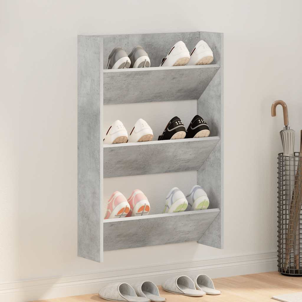 vidaXL Wand-Schuhschrank Betongrau 60x18x90 cm Holzwerkstoff