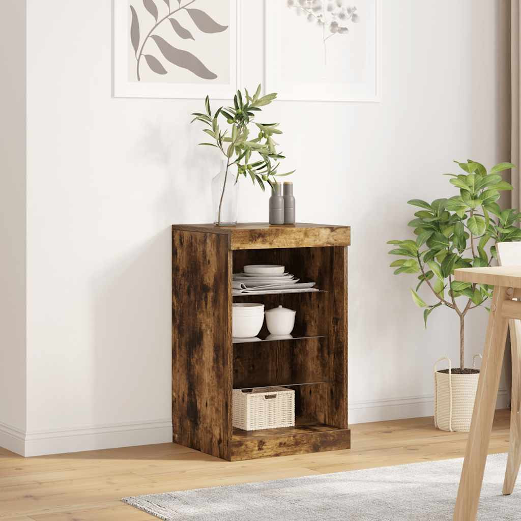 vidaXL Sideboard mit LED-Leuchten Räuchereiche 41x37x67 cm