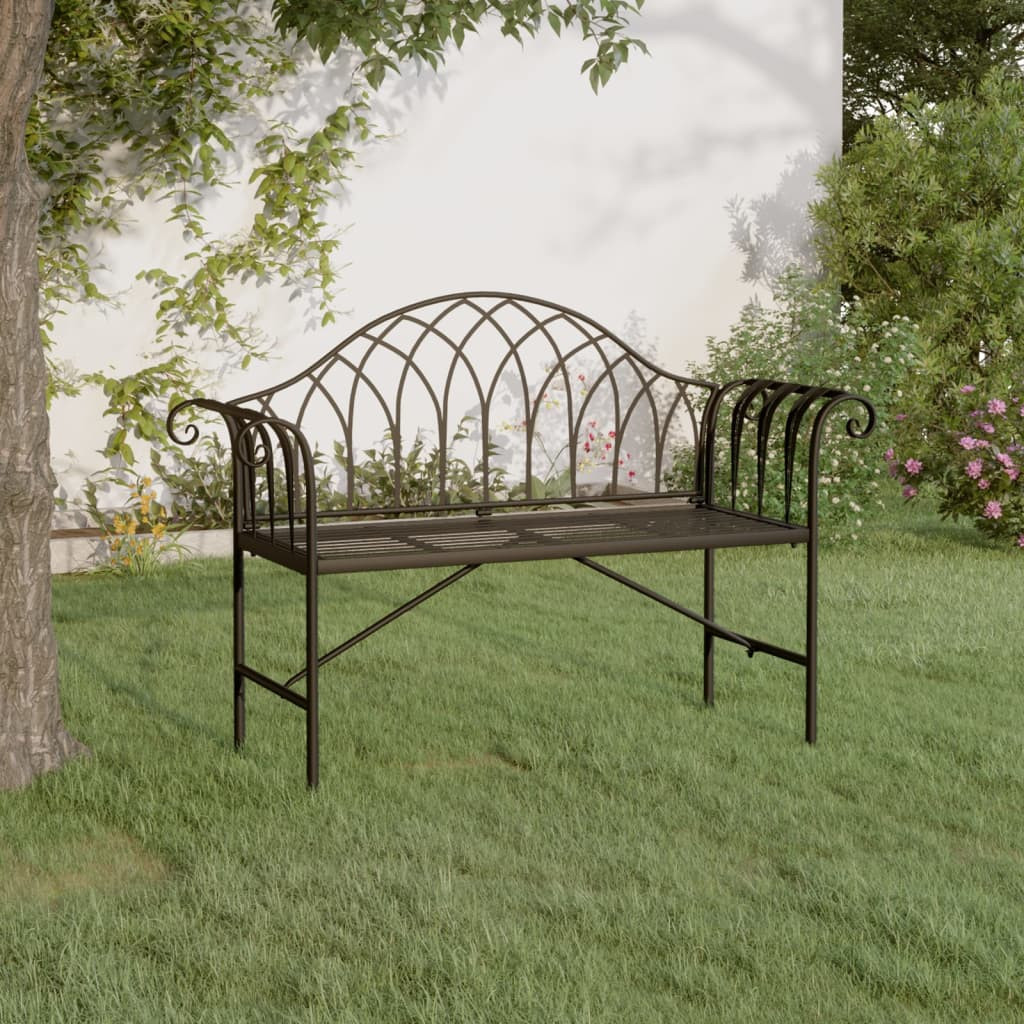 vidaXL 2-Sitzer-Gartenbank 128 cm Schwarz Stahl