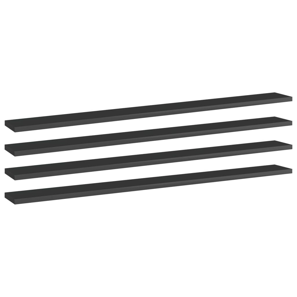 vidaXL Bücherregal-Bretter 4 Stk. Hochglanz-Schwarz 100x10x1,5 cm