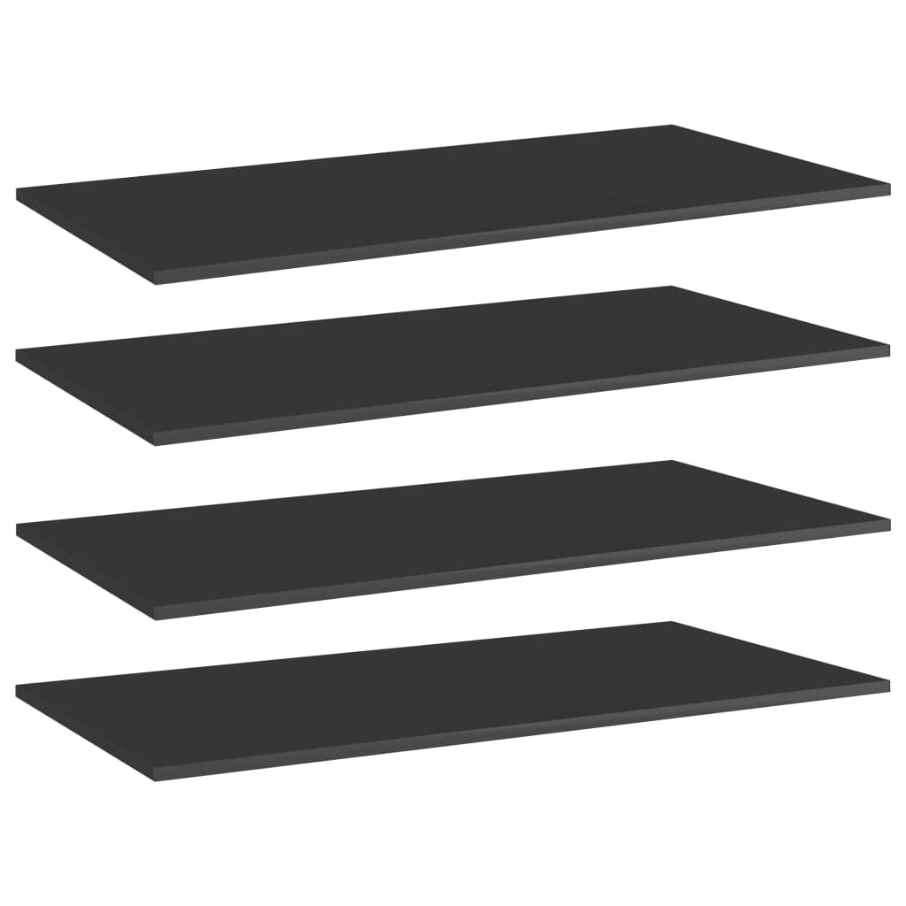 vidaXL Bücherregal-Bretter 4 Stk. Hochglanz-Schwarz 100x50x1,5 cm