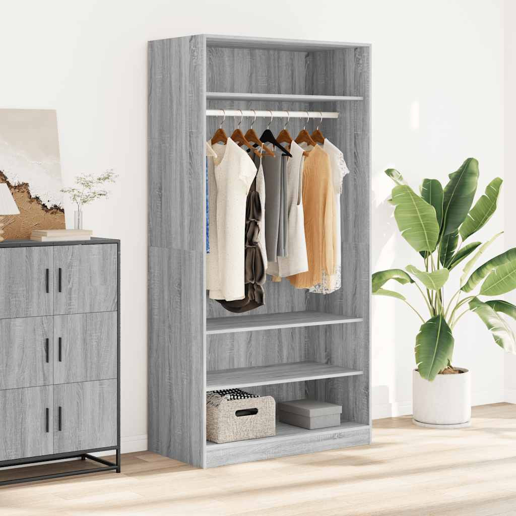 vidaXL Kleiderschrank Grau Sonoma 100x50x200 cm Holzwerkstoff
