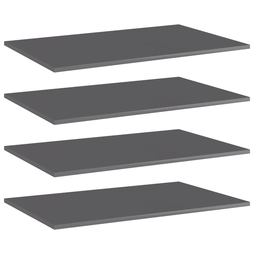 vidaXL Bücherregal-Bretter 4 Stk. Hochglanz-Grau 80x50x1,5 cm