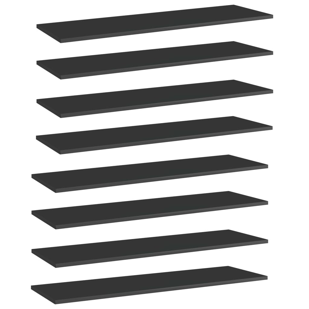 vidaXL Bücherregal-Bretter 8 Stk. Hochglanz-Schwarz 100x30x1,5 cm