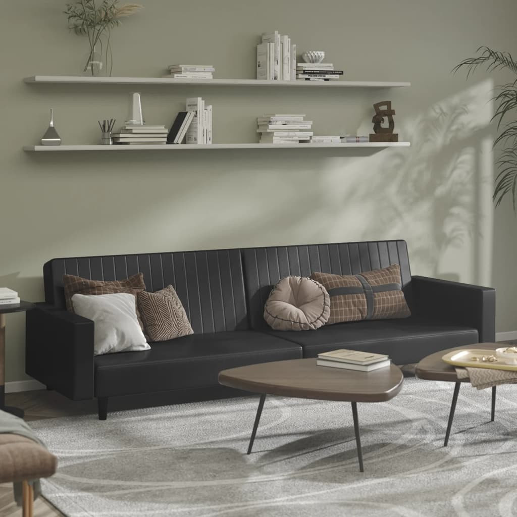 vidaXL Schlafsofa 2-Sitzer Schwarz Kunstleder