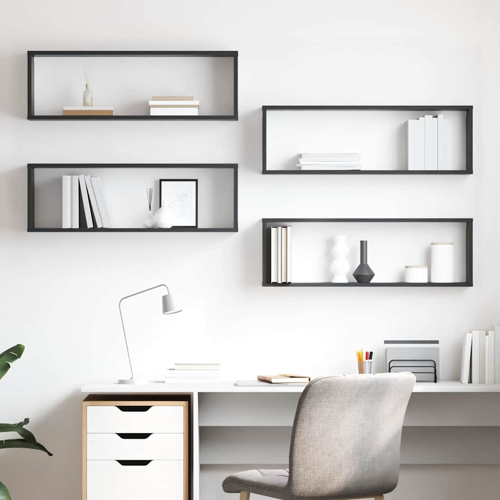 vidaXL Würfelregale 4 Stk. Grau 80x15x26,5 cm Holzwerkstoff