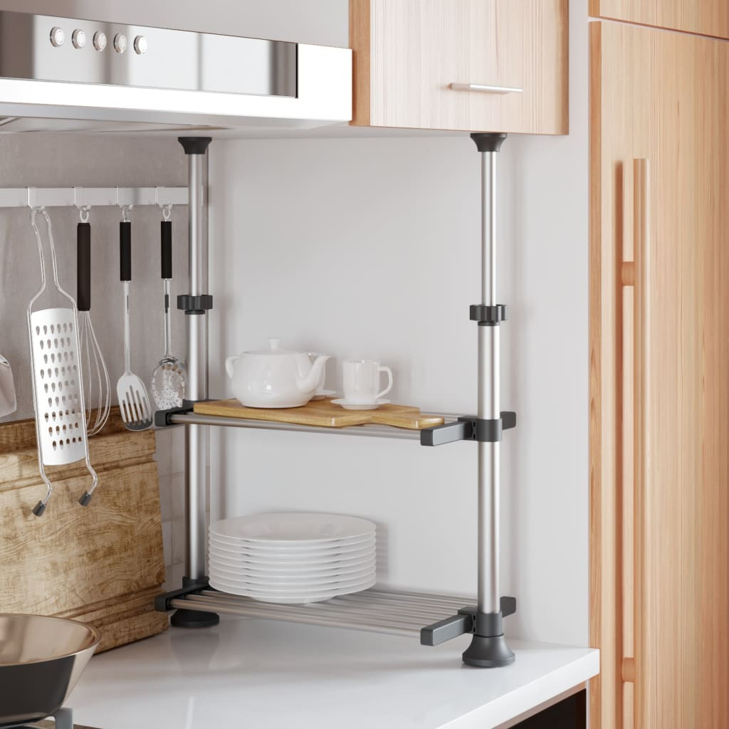 vidaXL Küchenregal 50x25x(50-70) cm Aluminium