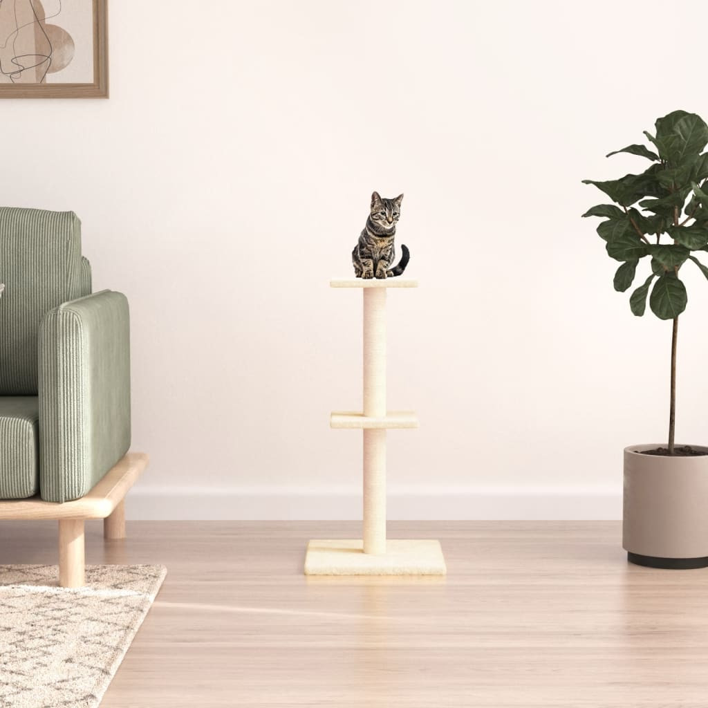 vidaXL Kratzbaum mit Sisal-Kratzsäulen Creme 73 cm
