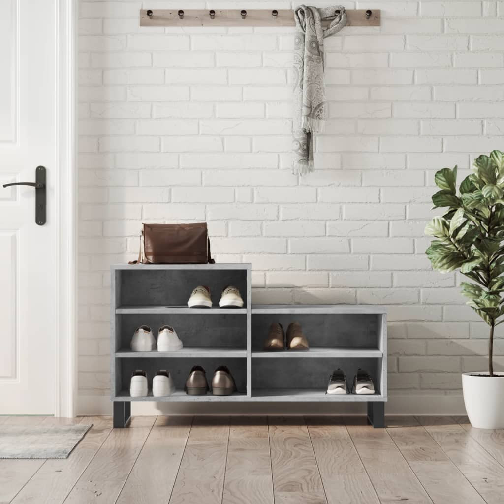 vidaXL Schuhregal Betongrau 102x36x60 cm Holzwerkstoff