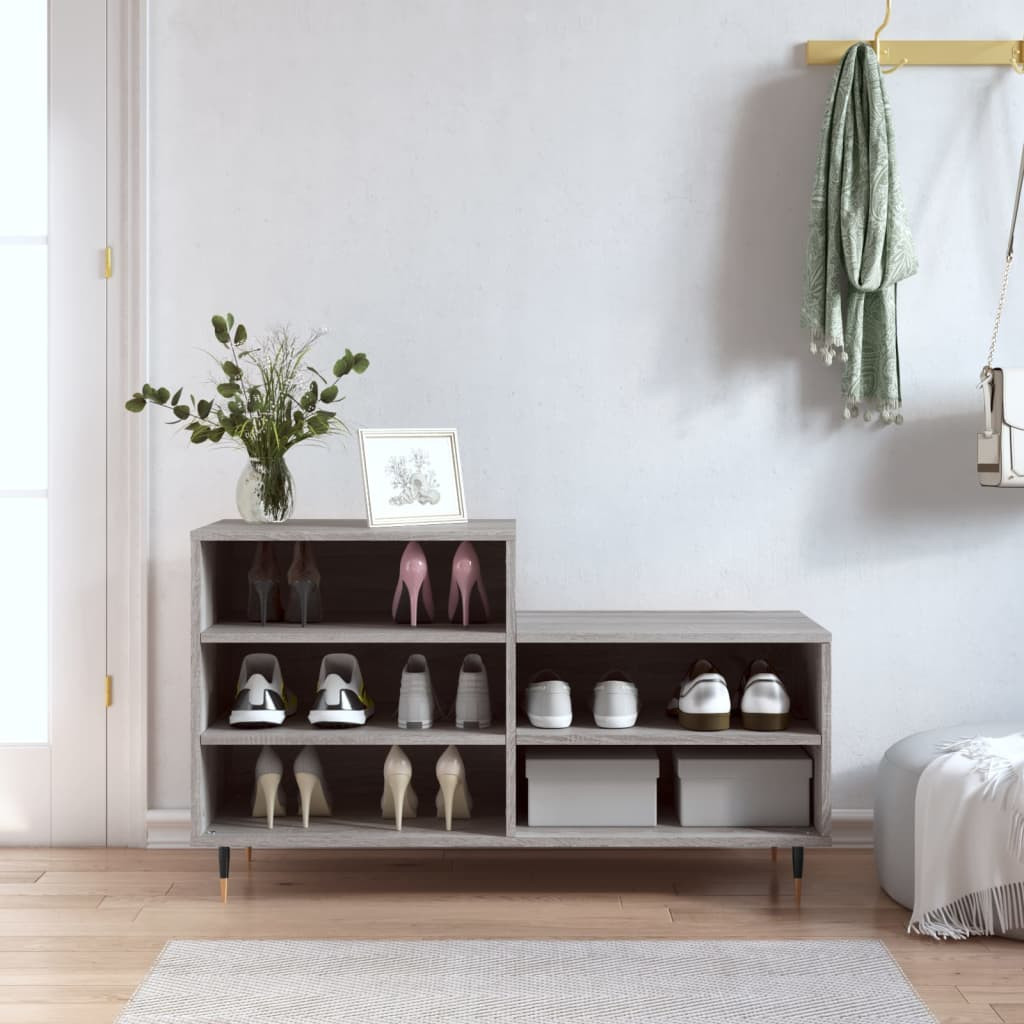 vidaXL Schuhregal Grau Sonoma 102x36x60 cm Holzwerkstoff