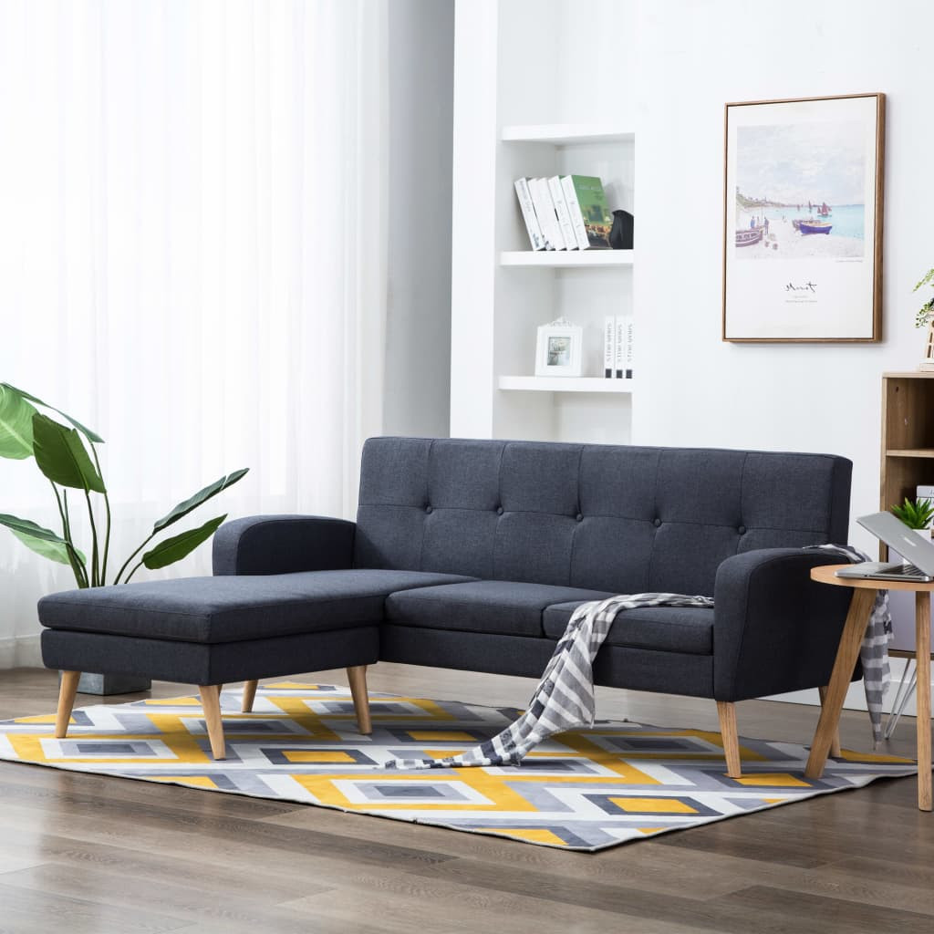 vidaXL Sofa in L-Form Stoffbezug 186 x 136 x 79 cm Dunkelgrau