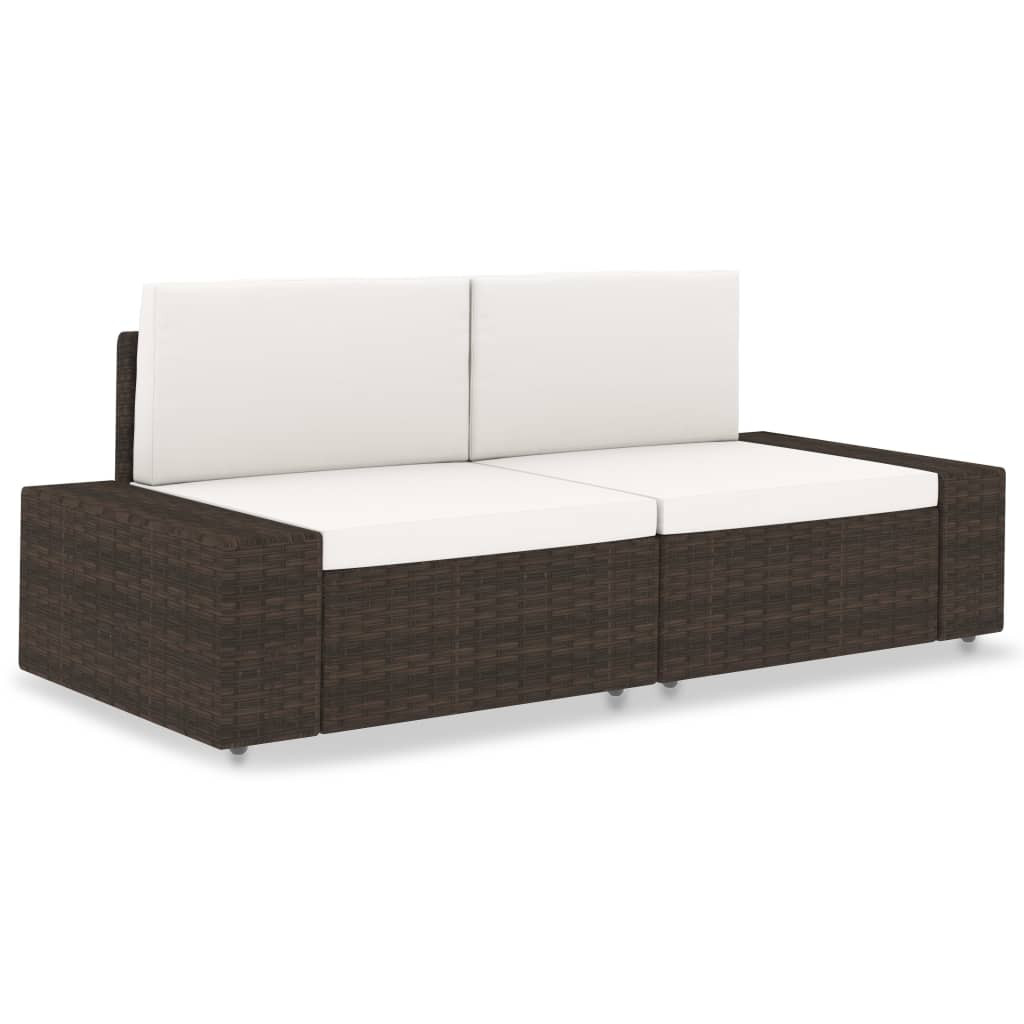 vidaXL Modulares 2-Sitzer-Sofa Poly Rattan Braun