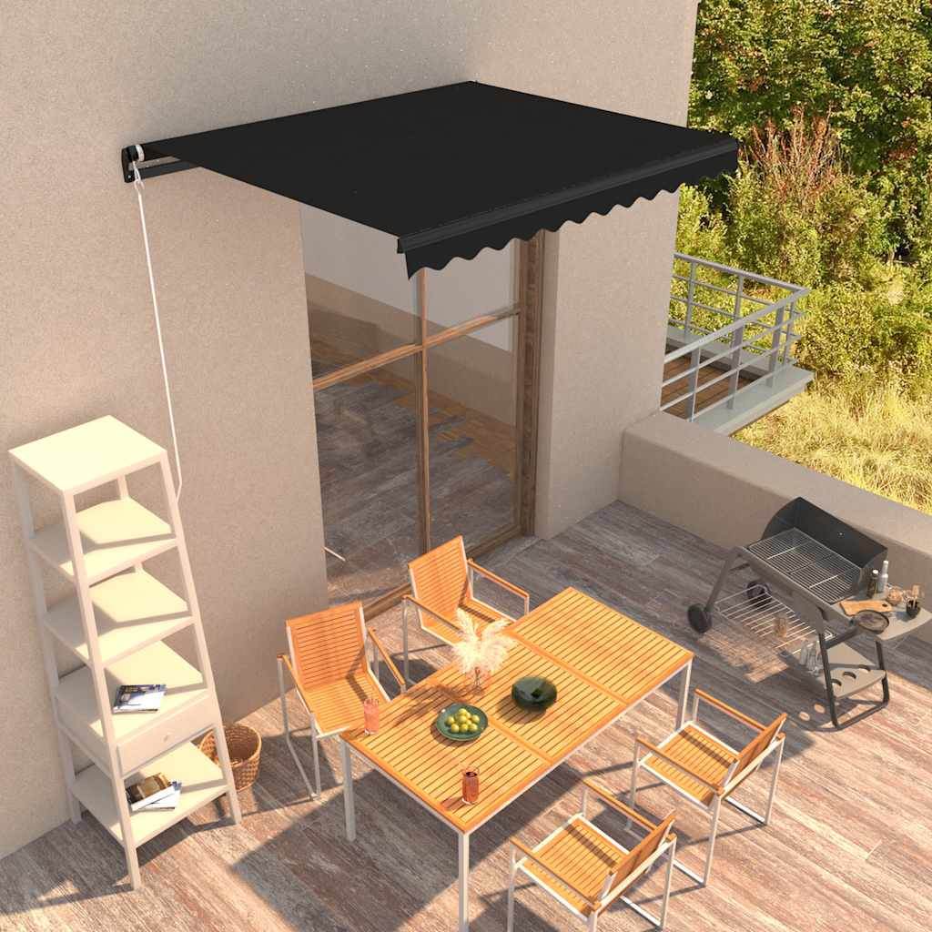 vidaXL Einziehbare Markise Handbetrieben 350 x 250 cm Anthrazit