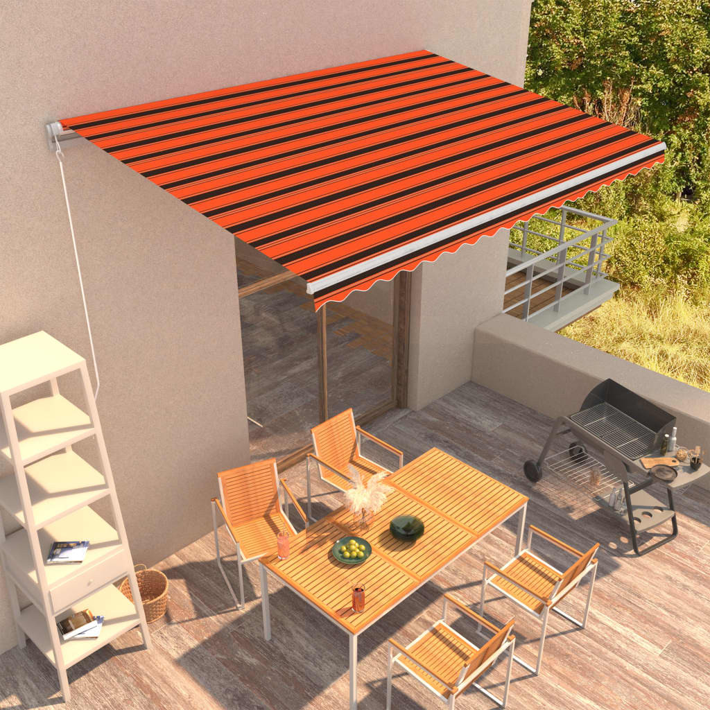 vidaXL Einziehbare Markise Handbetrieben 450 x 300 cm Orange und Braun