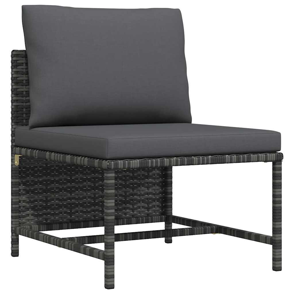 vidaXL Modulares Mittelsofa mit Kissen Grau Poly Rattan