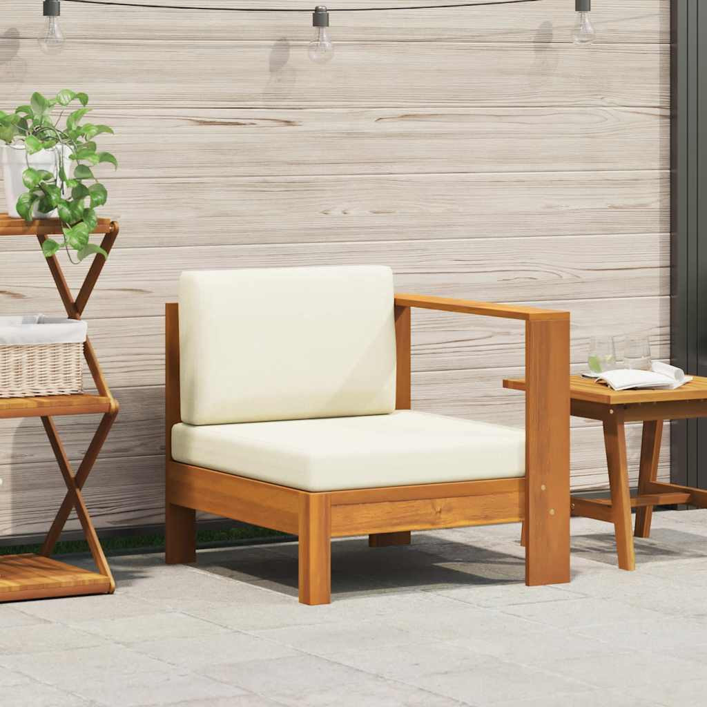 vidaXL Mittelsofa mit 1 Armlehne Cremeweiß Massivholz Akazie