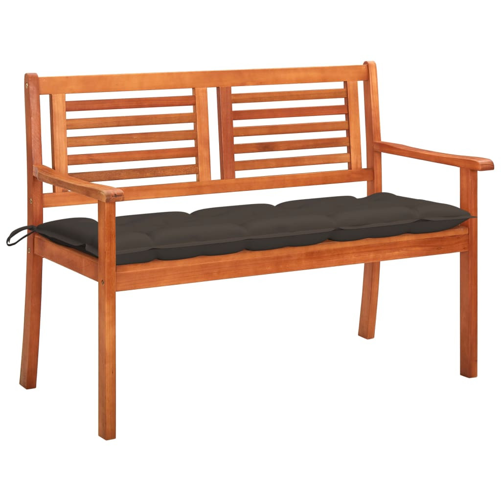 vidaXL 2-Sitzer-Gartenbank mit Auflage 120 cm Massivholz Eukalyptus