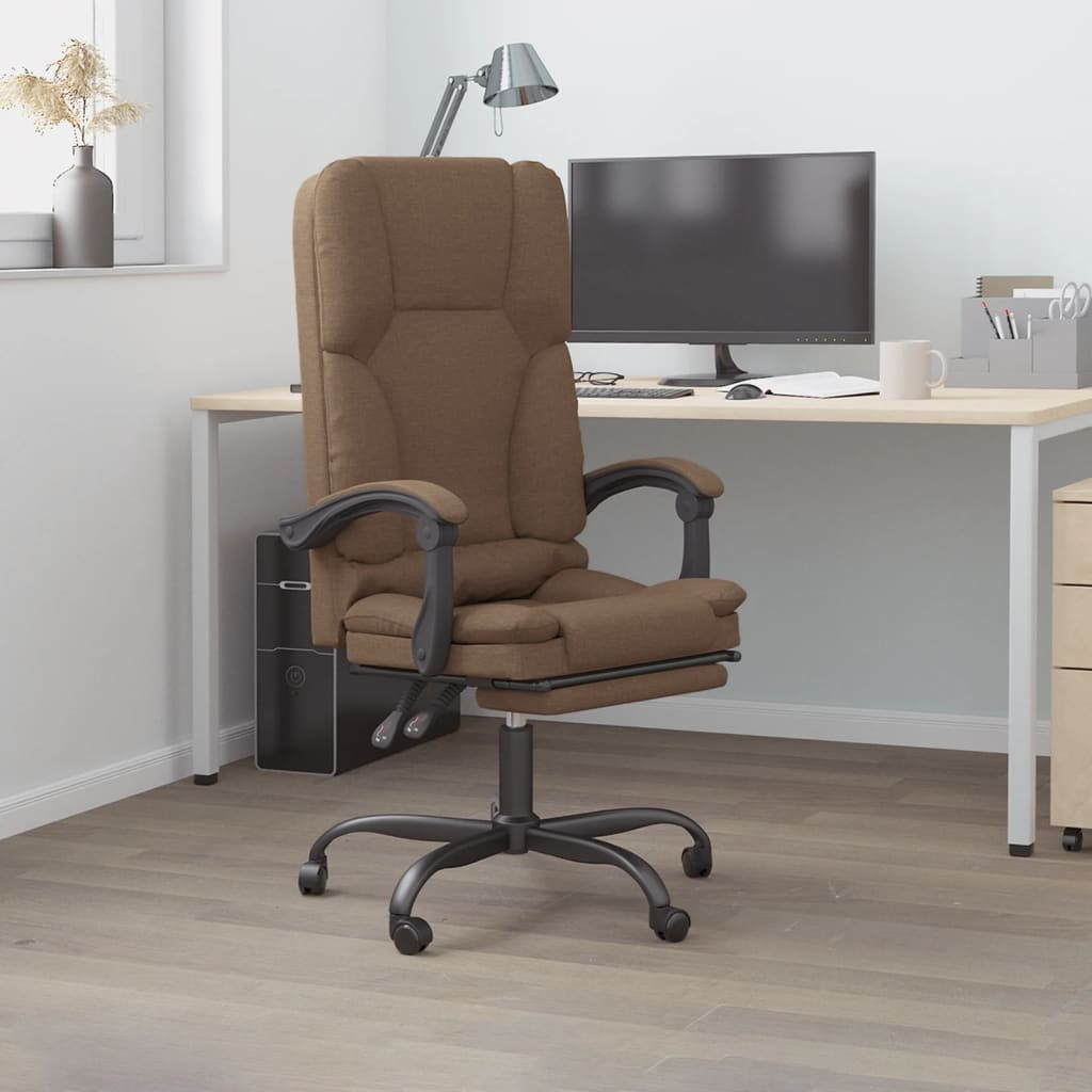 vidaXL Bürostuhl mit Massagefunktion Braun Stoff