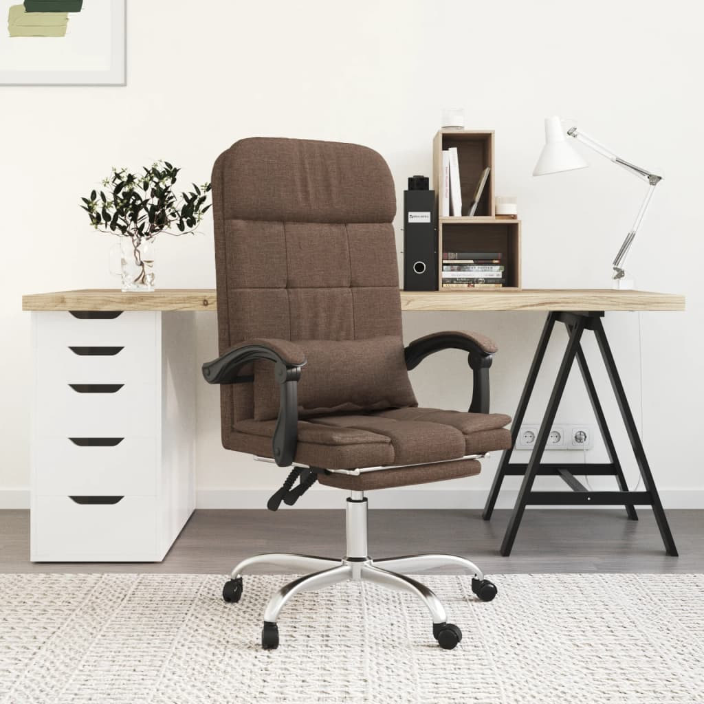 vidaXL Bürostuhl mit Massagefunktion Braun Stoff