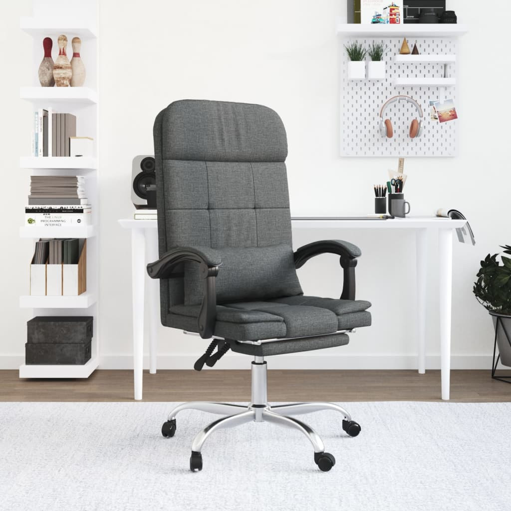 vidaXL Bürostuhl mit Massagefunktion Dunkelgrau Stoff