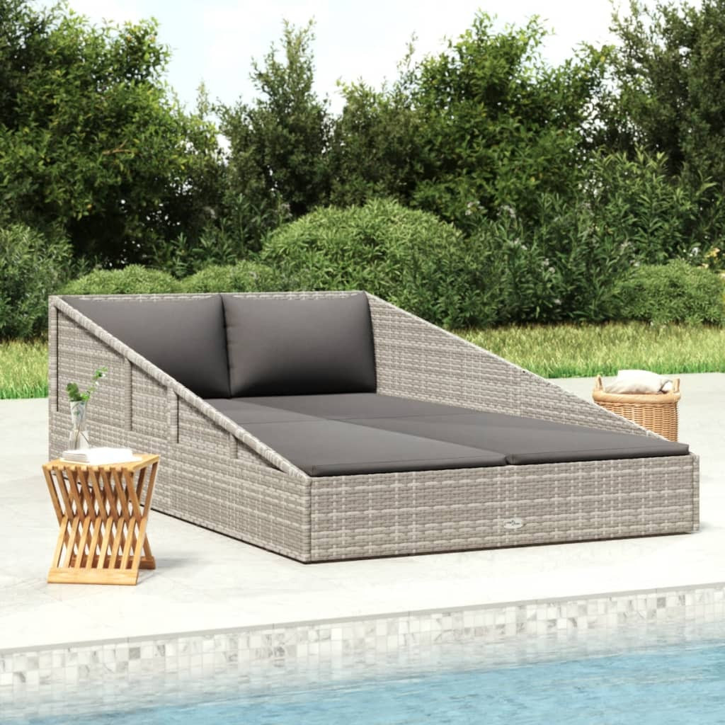 vidaXL Gartenbett Grau 110x200 cm Poly Rattan