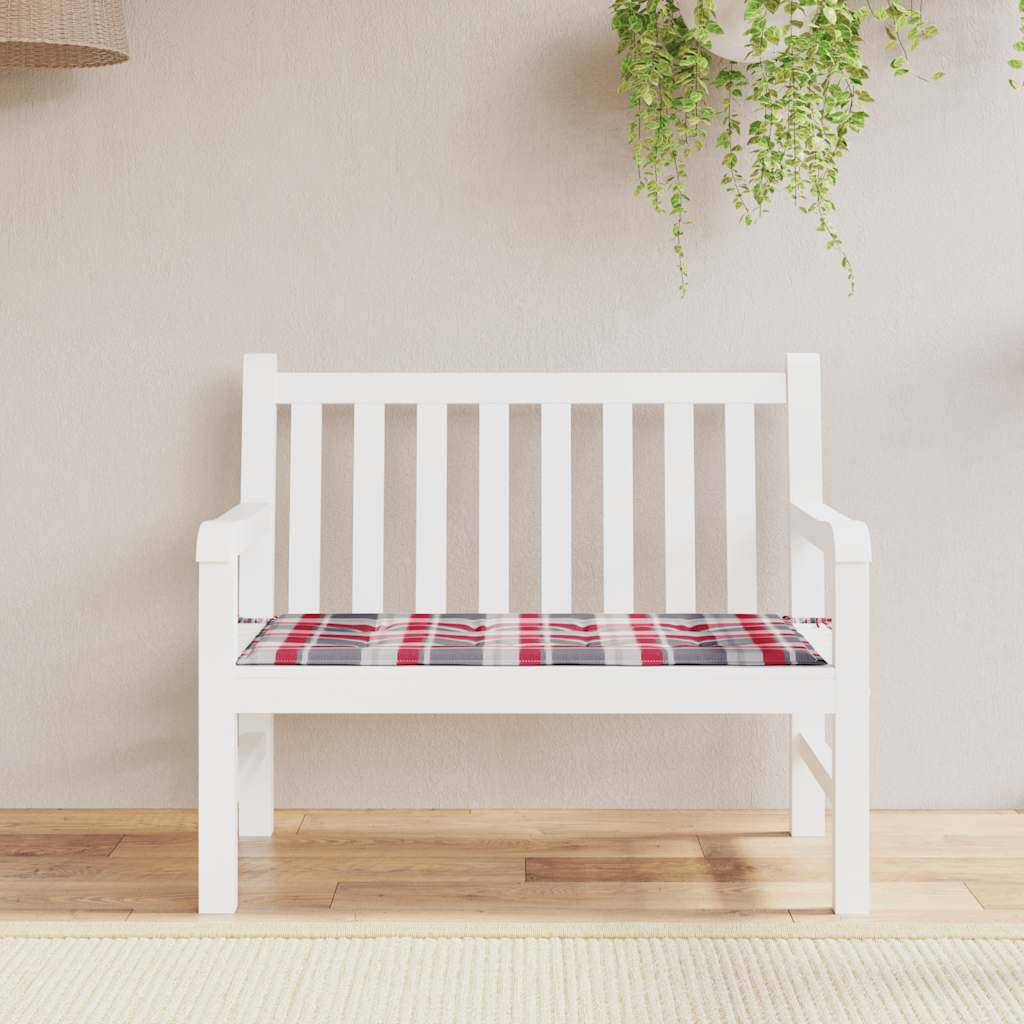 vidaXL Gartenbank-Auflage Rot Karomuster 120x50x3 cm Oxford-Gewebe