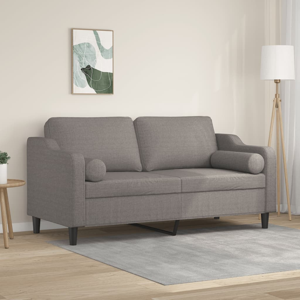 vidaXL 2-Sitzer-Sofa mit Zierkissen Taupe 140 cm Stoff