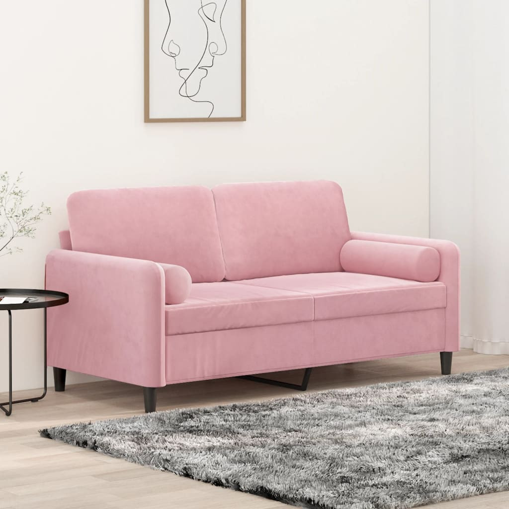 vidaXL 2-Sitzer-Sofa mit Zierkissen Rosa 140 cm Samt