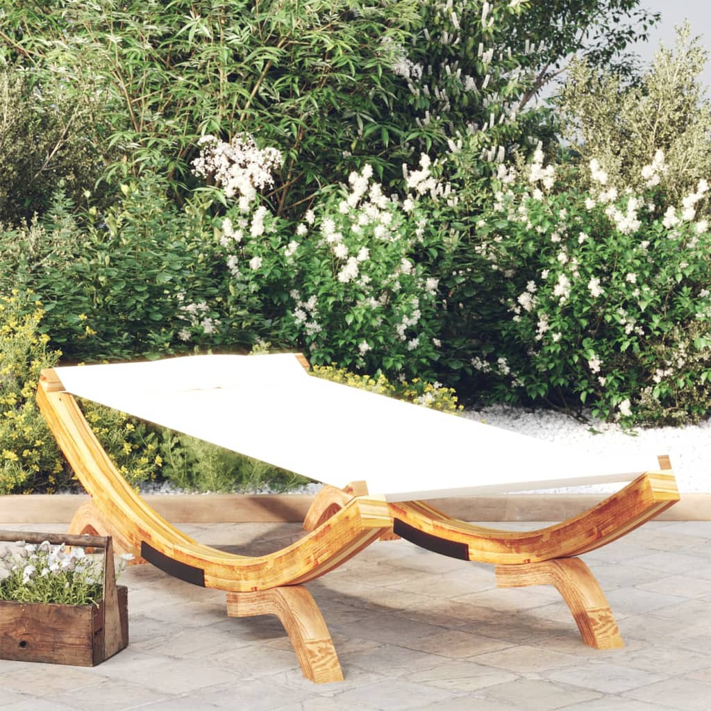 vidaXL Sonnenliege 100x188,5x44 cm Bugholz Massiv Creme
