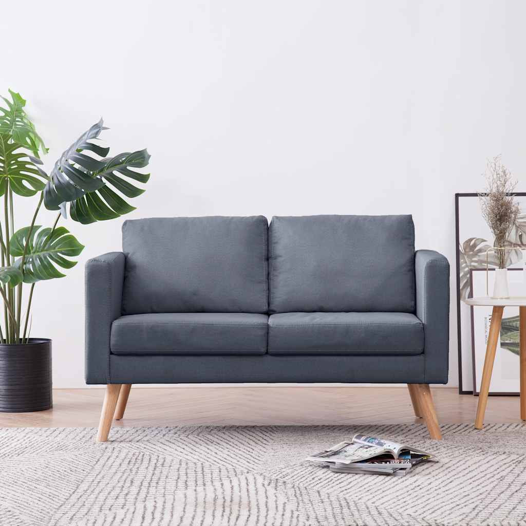 vidaXL Sofa 2-Sitzer Stoff Dunkelgrau