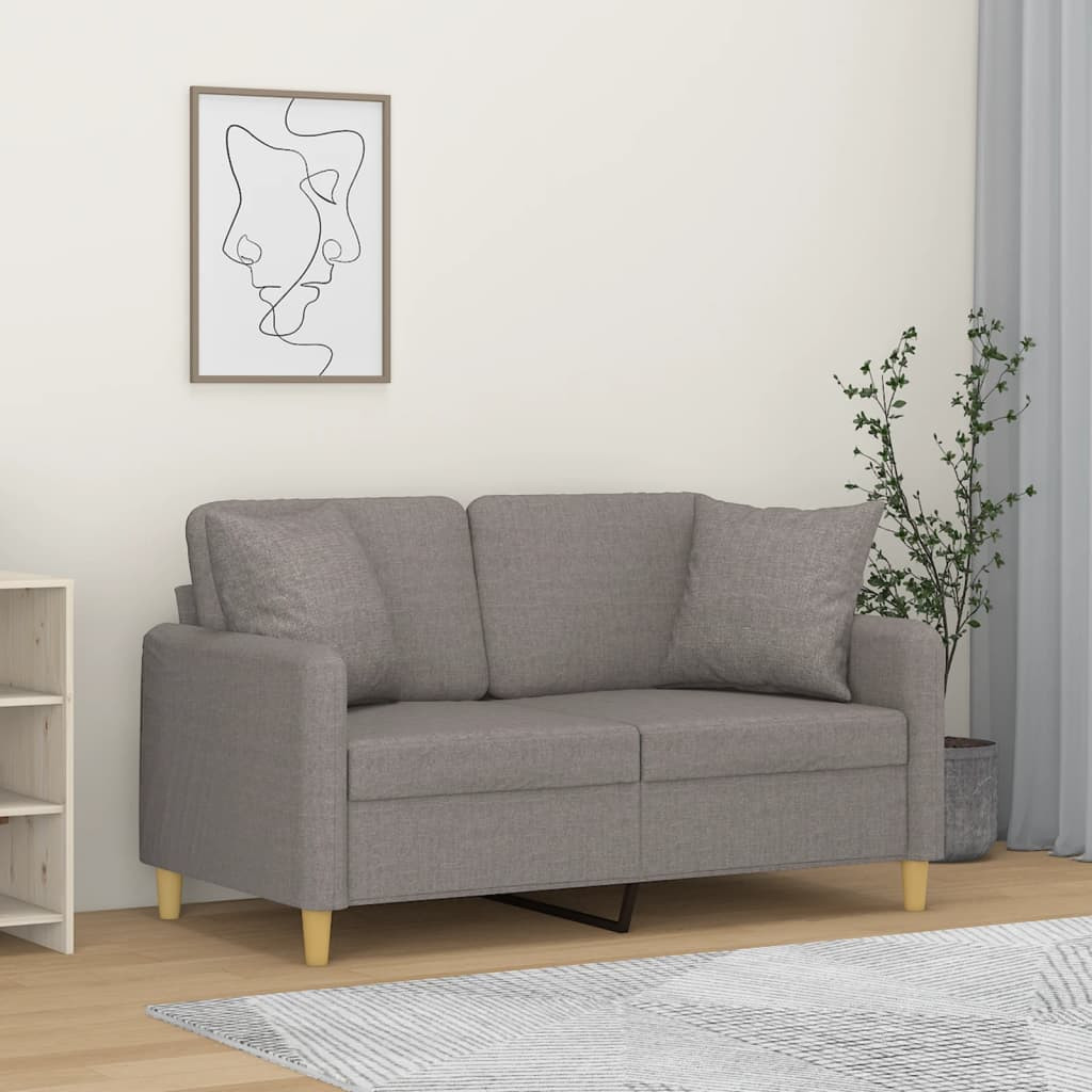 vidaXL 2-Sitzer-Sofa mit Zierkissen Taupe 120 cm Stoff