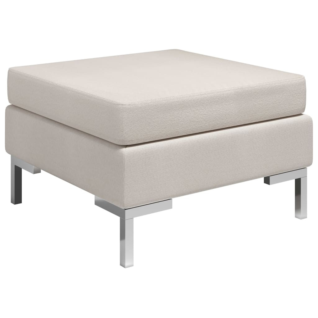 vidaXL Fußhocker Modular mit Auflage Stoff Cremeweiß