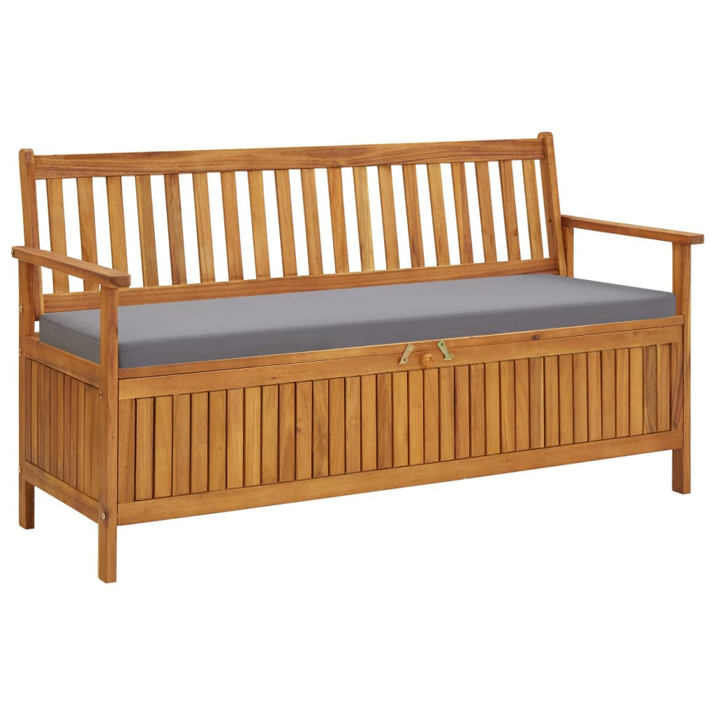 vidaXL Gartenbank mit Stauraum und Auflage 148 cm Massivholz Akazie